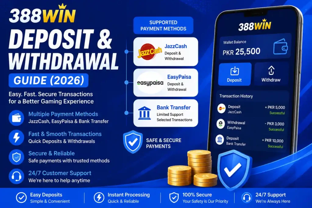 Deposit and Withdraw on 388Win Game